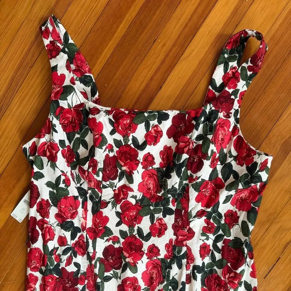 Maeve NWT Rose Print Sleeveless Square-Neck Knee-Length Dress Size 2XL